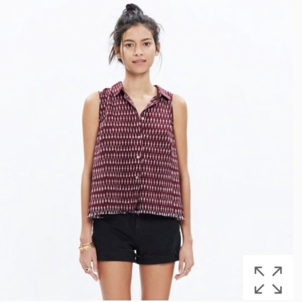 Madewell Ikat Fringe Hem Sleeveless Top - XS